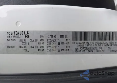 2017 Dodge Grand Caravan Gt z USA, uszkodzony, nr VIN 2C4RDGEG6HR596761